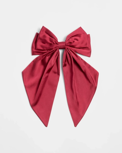Large Satin Hair Bow - Burgundy