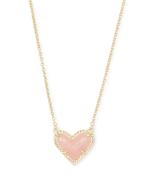 Ari Heart Gold Pendant Necklace in Iridescent Drusy