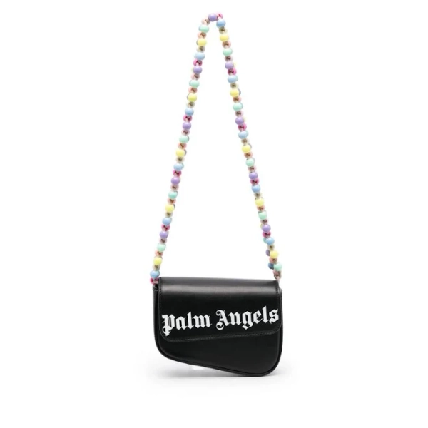PALM ANGELS Mini Crash Embellished Calf Leather Shoulder Bag