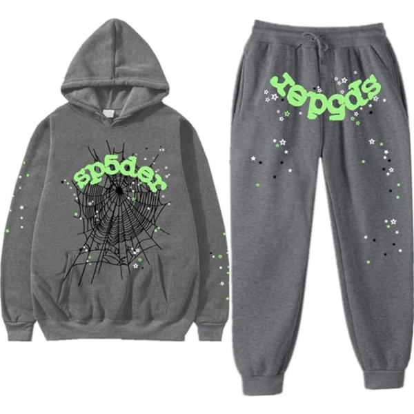 Sp5der Wait Web Tracksuit Slate Grey | spiderhoodie.org