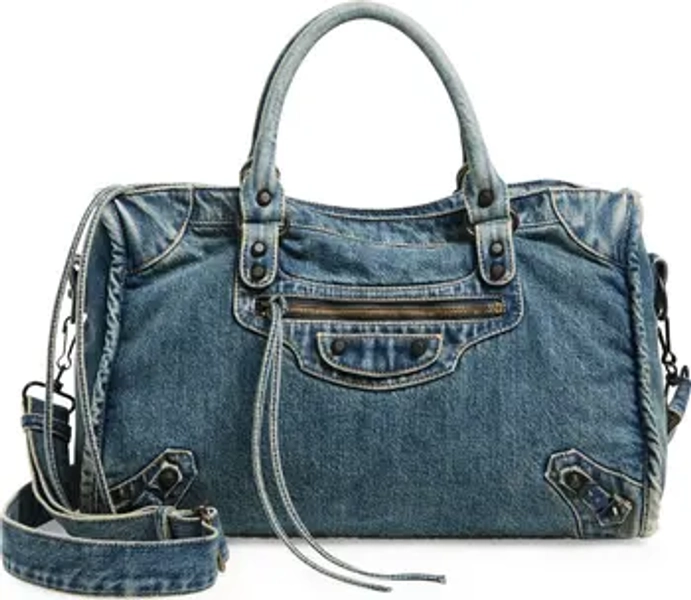 Medium Le City Denim Satchel