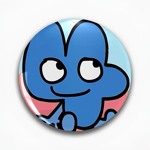2025 Trendy Men's Cartoon Anime Brooch Pin - Round Badge with Playful Blue Character Design, Durable Metal Accessory for Clothing, Hats, Backpacks - Fun Gift for Friends, Classmates, Colleagues, Anime Accessories