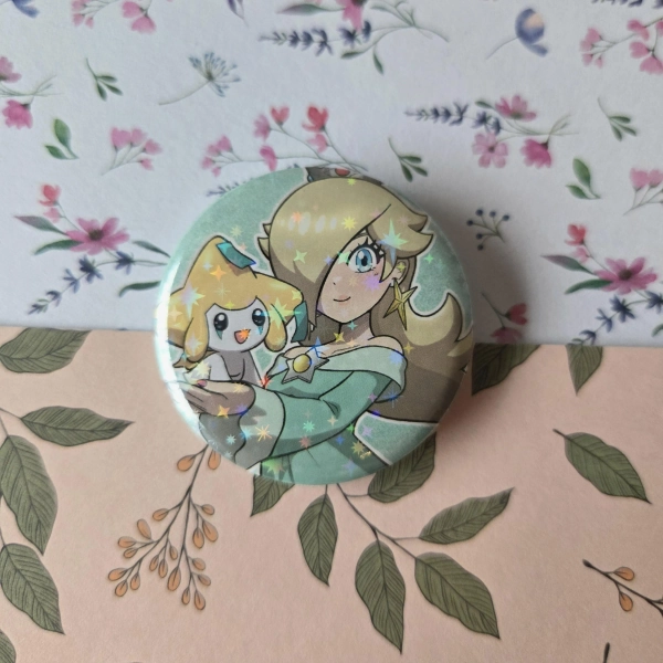 Rosalina and Jirachi Pokemon Button Pin