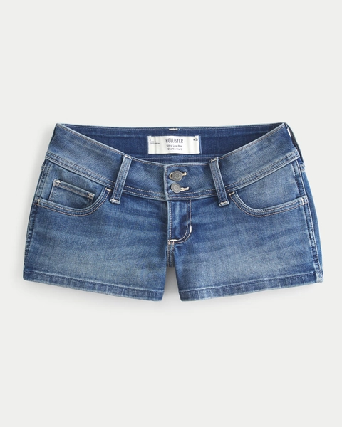 Ultra Low-Rise Dark Wash Denim Shortie Shorts