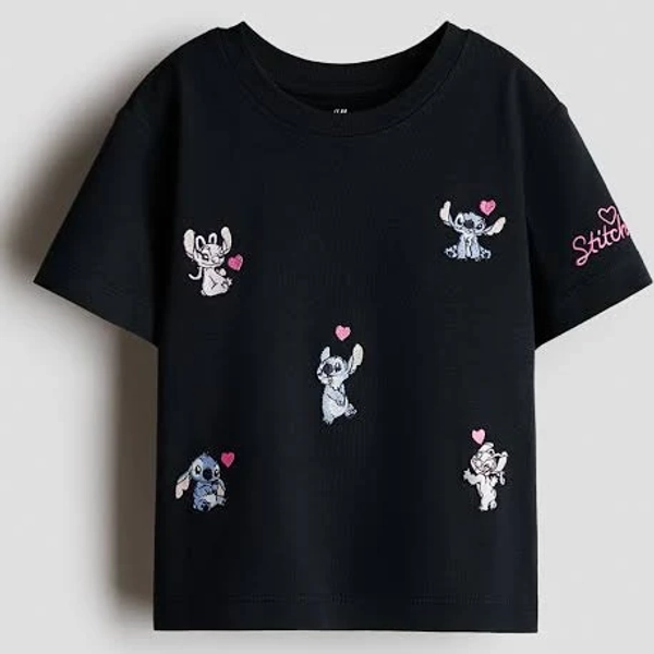 H&M Girls Cotton T-Shirt with Printed Motif