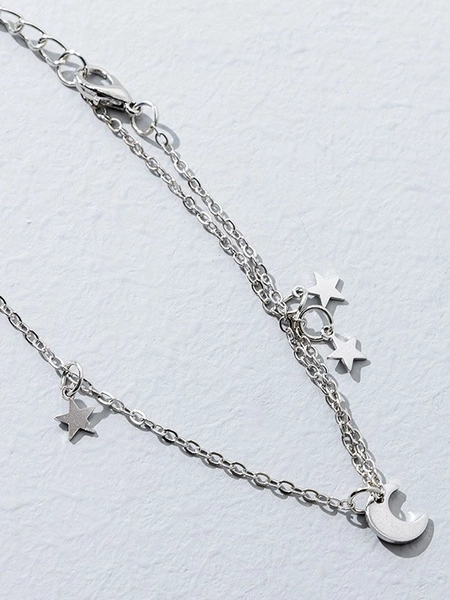 Star Moon Finger Ring Chain Slave Bracelet