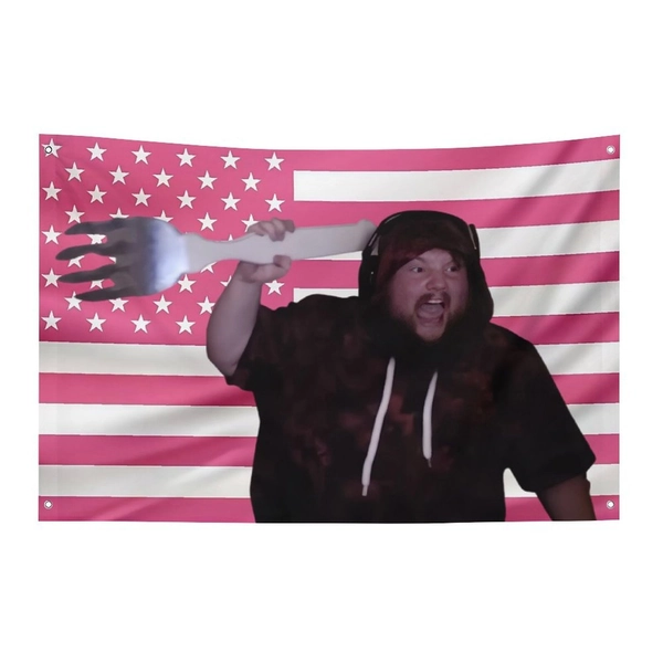 1pc, Multi-Size Optional, No Electricity Needed, 1pc Caseoh Pink American Flag Tapestry Banner, Suitable for Outdoor Garden, Street, Room, Courtyard, Bedroom Decoration, Fun Lawn Flag with 4pcs Grommets, Seasonal Decoration, Event Celebration Decor