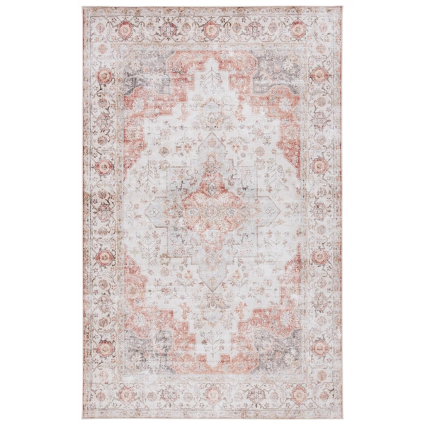 Tapis polyester gris clair/rouille 122 x 183 cm