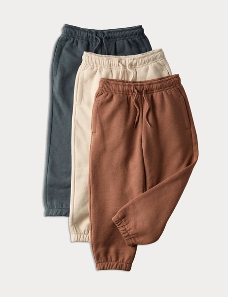 3 Pack Cotton Rich Plain Joggers (2-8 Yrs)