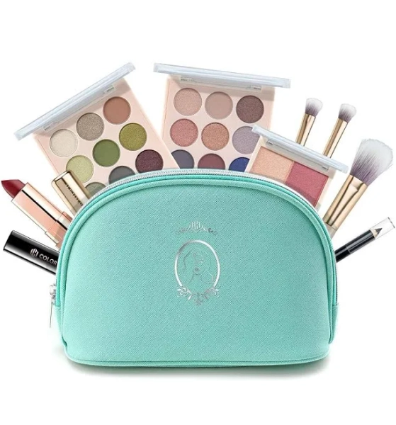 Beginner Makeup Set, Full Starter Cosmetics Set for Teenager Girls with Eyeshadow Palette Blush Lipstick Lip Pencil Eye Pencil Brush Mascara Portable