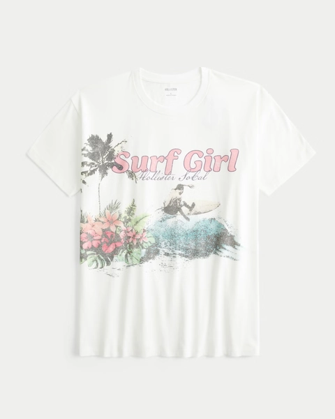 Oversized Surf Girl Logo Graphic Tee