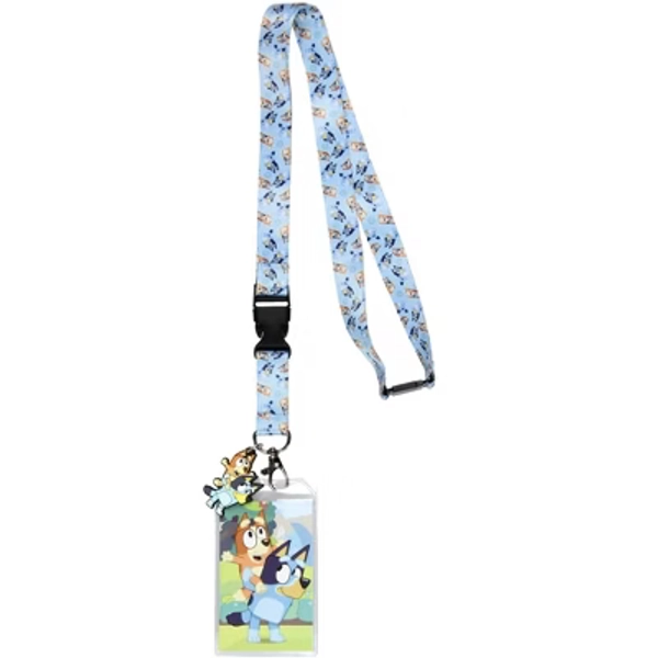 Bluey Lanyard Badge Holder Character Design Strap Card and 2" Rubber Pendant