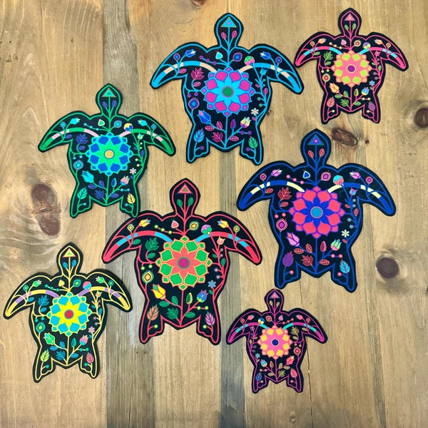 Applique-Floral & Tribal Design  with Iron-On Adhesive- 3 Sizes Available - Turtle