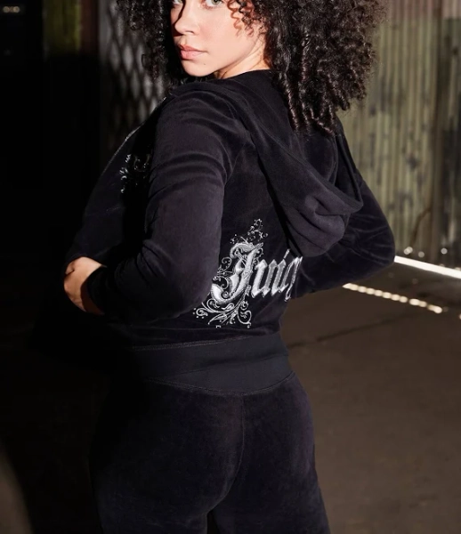 Juicy Couture Monogram Heritage Cotton Velour Hoodie