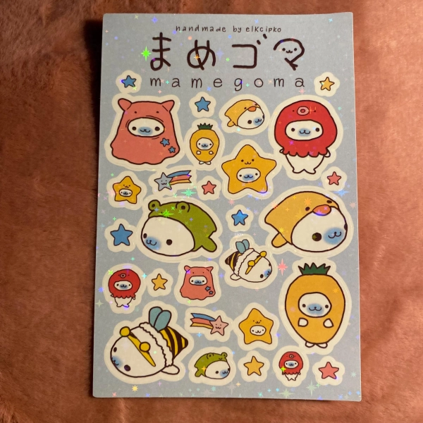WATERPROOF Mamegoma Sticker Sheet - Holographic
