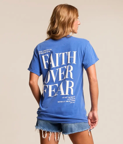 Medium Regatta Blue Faith Over Fear T-Shirt