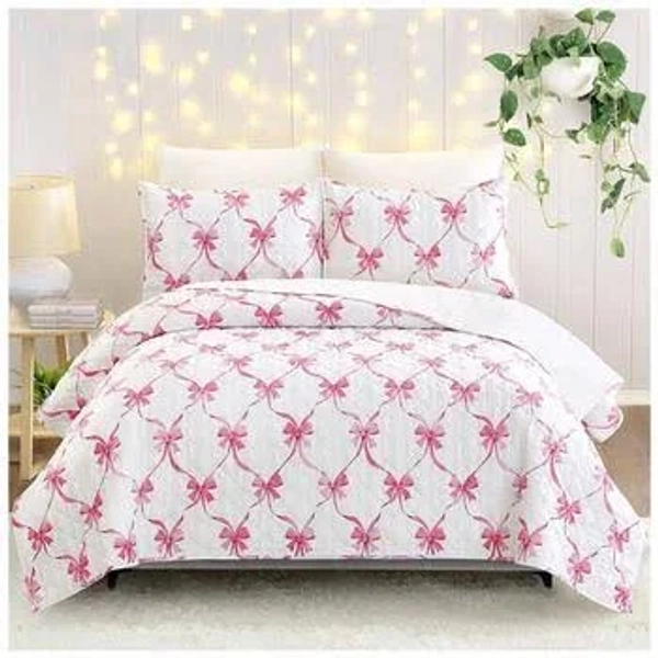 Pink Bow Quilt Set