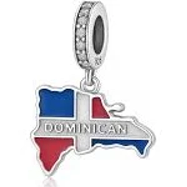 Dominican Republic Pandora Charm 925 Silver | Caribbean Map Jewelry | Heritage Gift