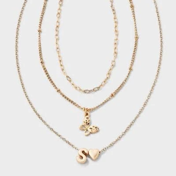 Girls' art class Initial with Choker and Layered Necklace Set