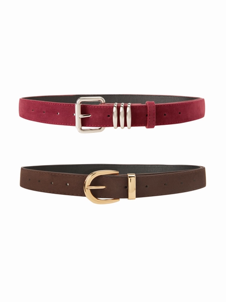 2PCS FAUX SUEDE BUCKLE BELT SET For Work Holiday