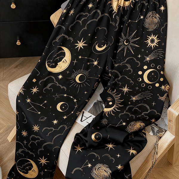 Ladies' Sleep Pants, Printed Galaxy Pattern, Casual Style, All-Season Comfort