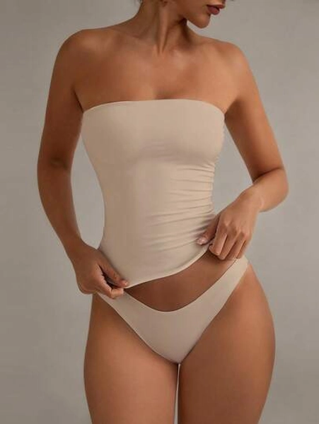 XLLAIS Sexy Strapless Crop Tops Basis Vest Fashion Solid Elastic Slim Fit Yoga Tube Top Double Layer