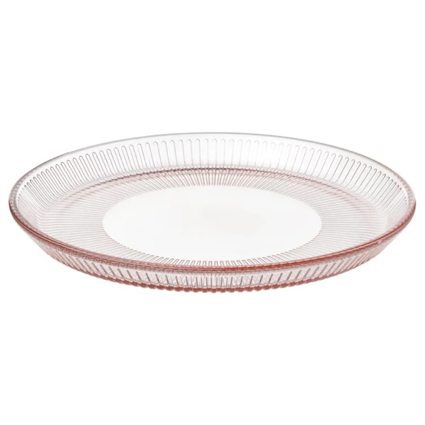HAVSGÄDDA Side plate - stripe pattern/pink 21 cm (8 ")