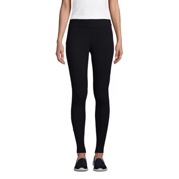 Lands' End Women's Starfish Knit Leggings, BLACK, XS