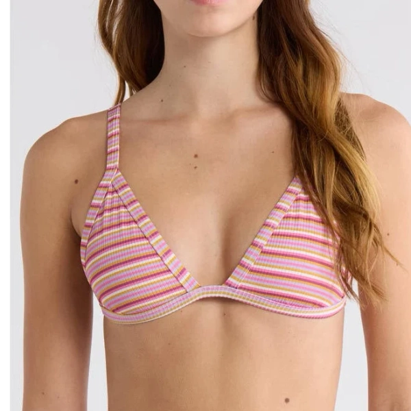 Pacsun Women's Striped Demi Ribbed Triangle Bikini Top