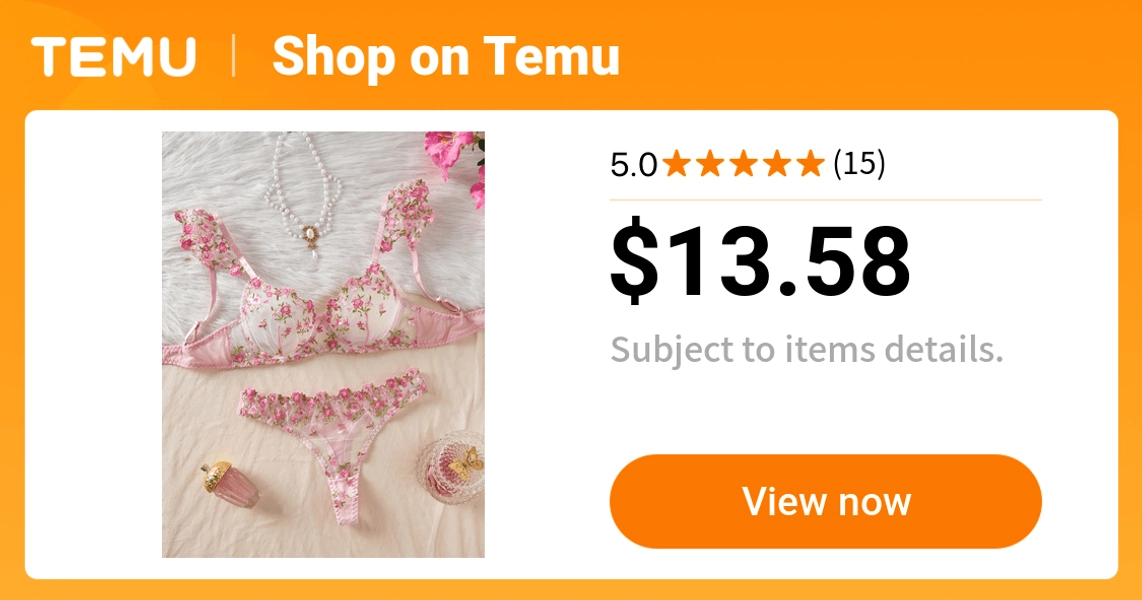 pink floral embroidery mesh splicing bra panties set floral - Temu