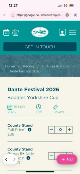 Fixtures & Pricing | York Racecourse