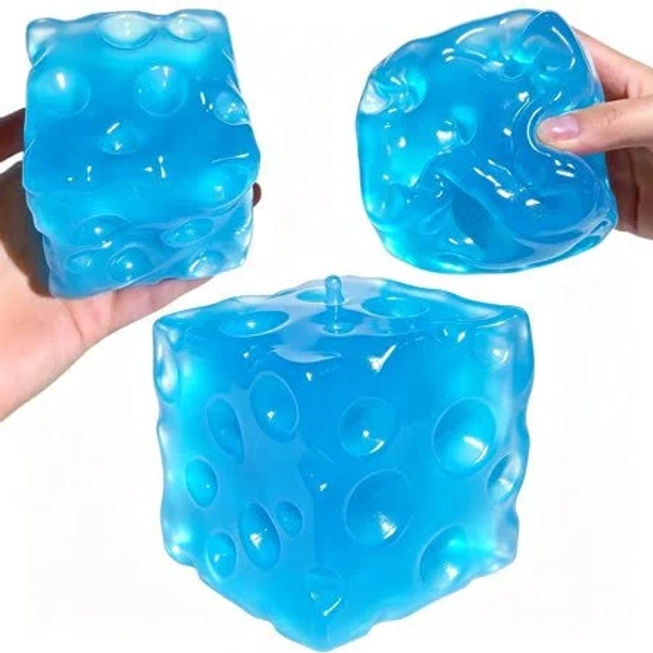 Jumbo Blue Cheese Block Squishy Fidget Toy, Clear Gaint Cheese Squeeze Stress Relief Toy, Moldable Sensory Toy for Kids Adults Birthday Party Favor