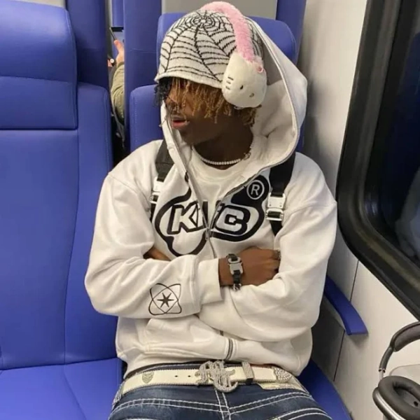 Custom Y2K Zippered Hoodies in 3 Colors - white S