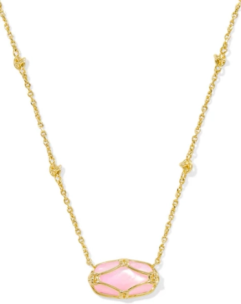 Kendra Scott Elisa Lattice Frame Gold Short Pendant Necklace