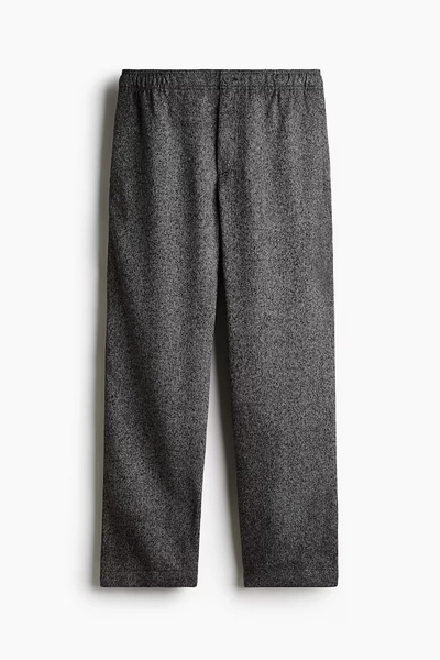 Relaxed Fit Twill Pants - Black