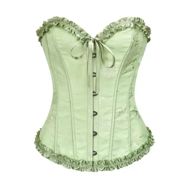 Yellow Jacquard Ruffled Trim Boned Sexy Overbust Push Up Bustier Top Corset Mujer Slimming Corsets For Women Sexy Gothic Clothes - AliExpress 