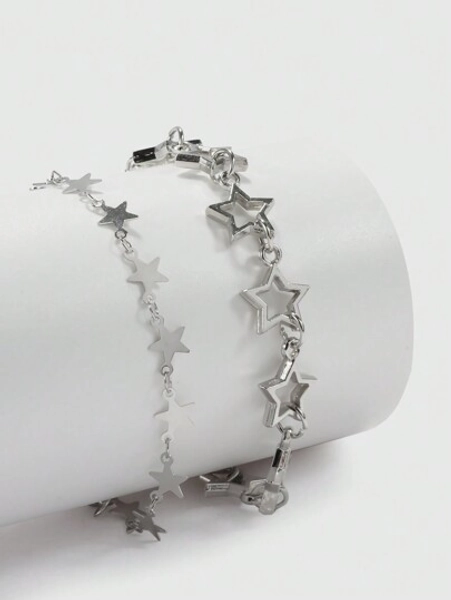 ROMWE Grunge Punk 2pcs/pack Star Shaped Bracelet