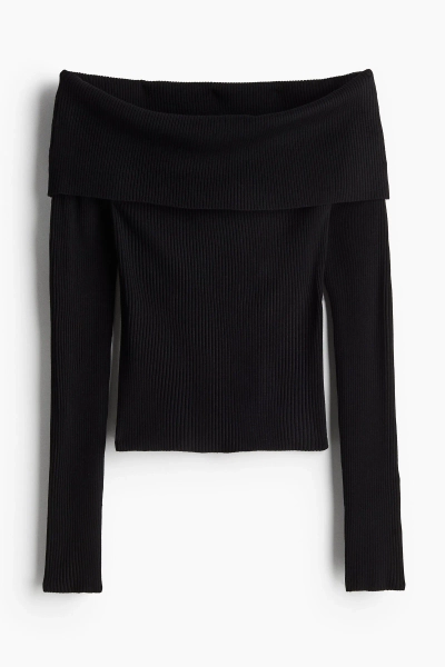 Top off-the-shoulder en punto acanalado