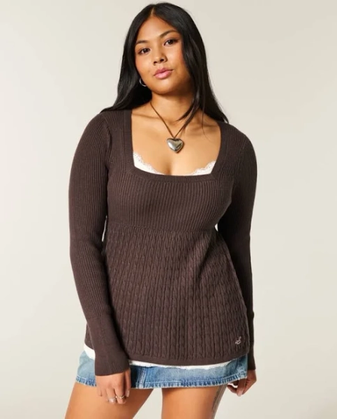 Women's Hollister Long-Sleeve Square-Neck Babydoll