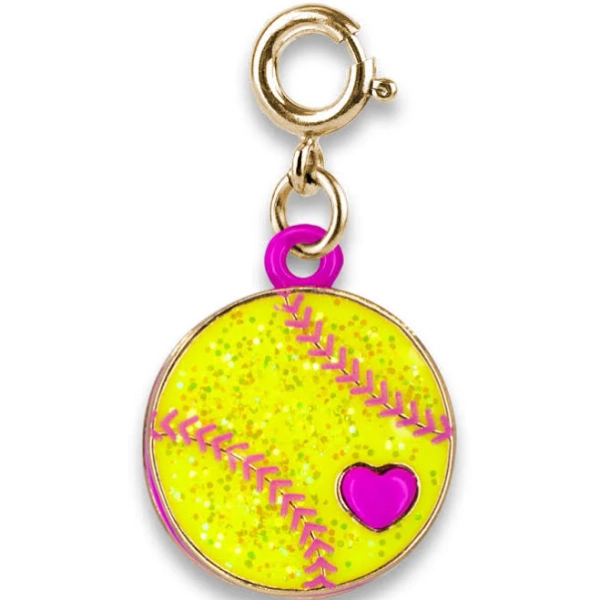 CHARM IT! Gold Glitter Softball Charm
