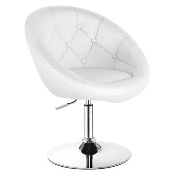 Costway 1PC Adjustable Modern Swivel Round Tufted Back Accent Chair