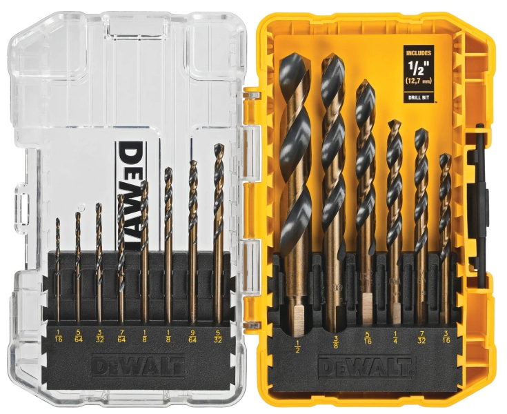 DEWALT 14 -Piece Assorted Black and gold coated HSS Jobber length Twist Drill Bit Set