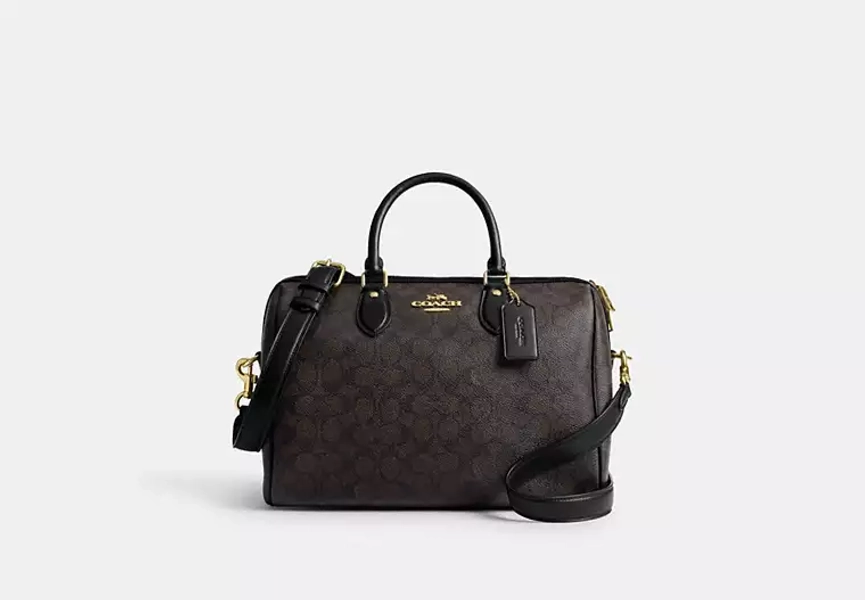 Coach Outlet Rowan Satchel Bag In Signature Canvas - Beige/Brown, Size: Large