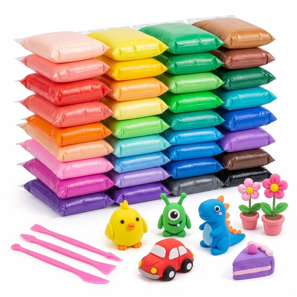 36 Colors Air Dry Modeling Clay Bulk Kit with 3 Sculpting Tools, Safe Non-Toxic Soft DIY Craft Clay with Guide Book for Handmade Projects & Party Supplies - Walmart.com