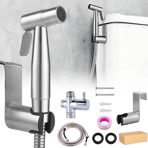 Adaptador de manguera para cabezal de ducha de inodoro, cabezal de ducha de mano de acero inoxidable, juego de boquillas de limpieza de alta presión, cabezal de ducha para limpieza de baño