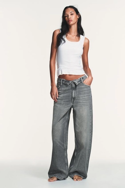 TRF MID-RISE FOLDED WAIST JEANS