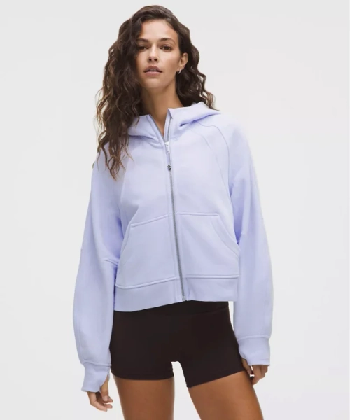 Scuba Oversized Full-Zip Hoodie -light purple - Xs