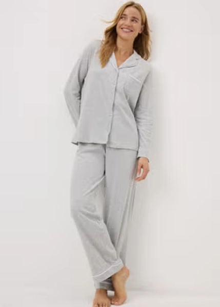 Grey Traditional Long Pyjama Set