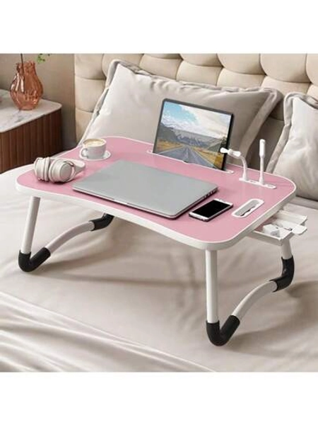 Foldable Table Portable,Wood Laptop Bed Desk,Folding Lap Desk,Portable Study Table,Laptop Bed Tray Table With Foldable Legs, Multi Functional Holder With Cup Holder And Drawer , For Working Writing Drawing And Eating Four Colors To Choose From