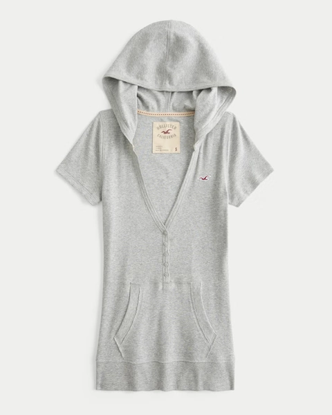 Short-Sleeve Hooded Henley